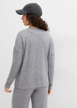 bonprix bonprix Sudadera holgada con aspecto de punto gris jaspeado moteado