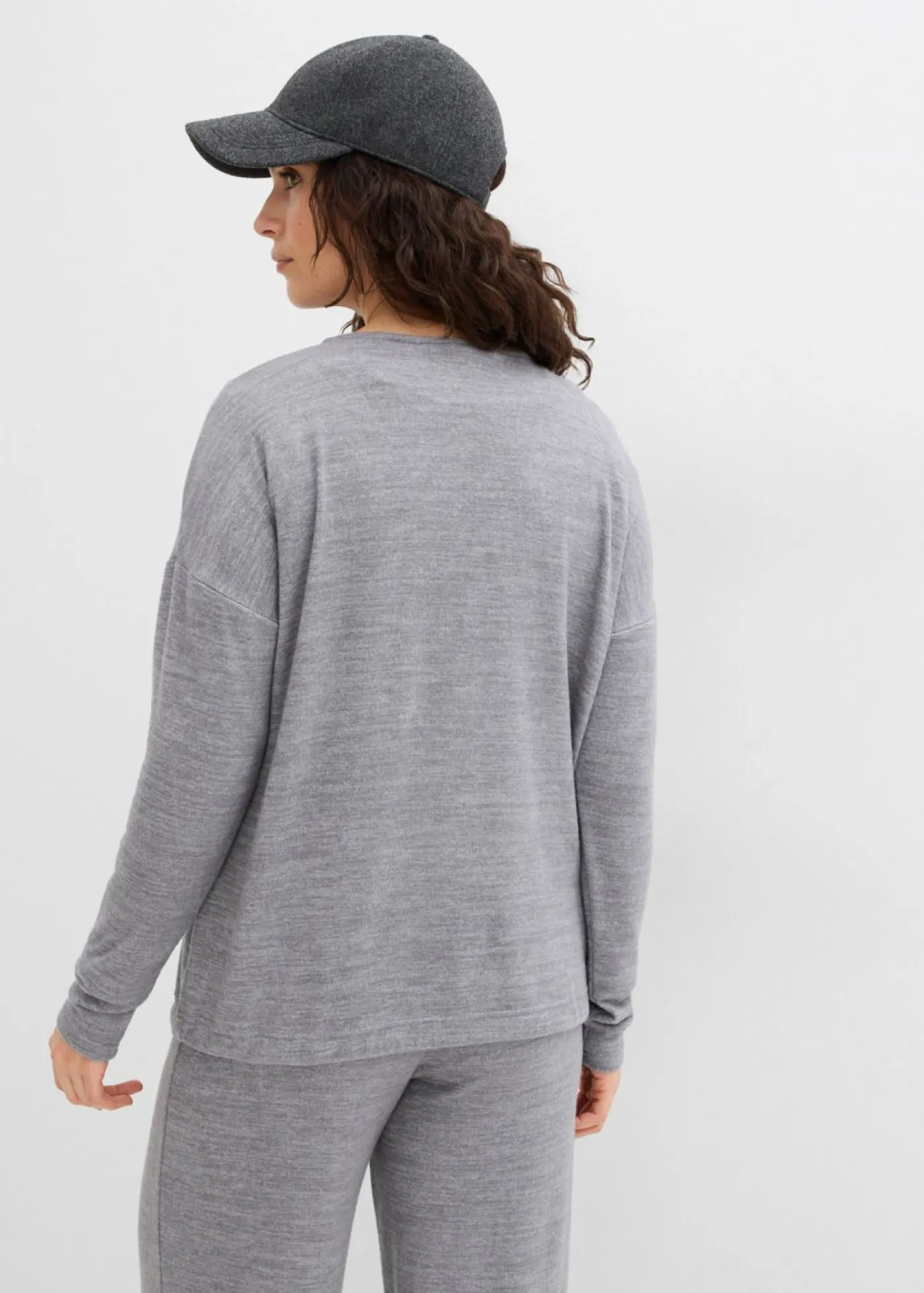 bonprix bonprix Sudadera holgada con aspecto de punto gris jaspeado moteado