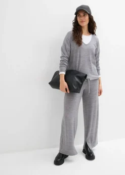 bonprix bonprix Sudadera holgada con aspecto de punto gris jaspeado moteado