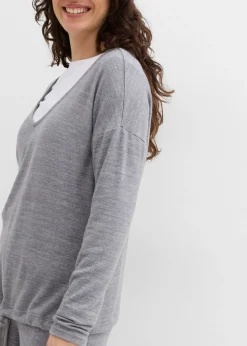 bonprix bonprix Sudadera holgada con aspecto de punto gris jaspeado moteado