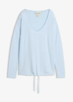 bonprix bonprix Sudadera holgada con aspecto de punto azul pálido moteado Sale