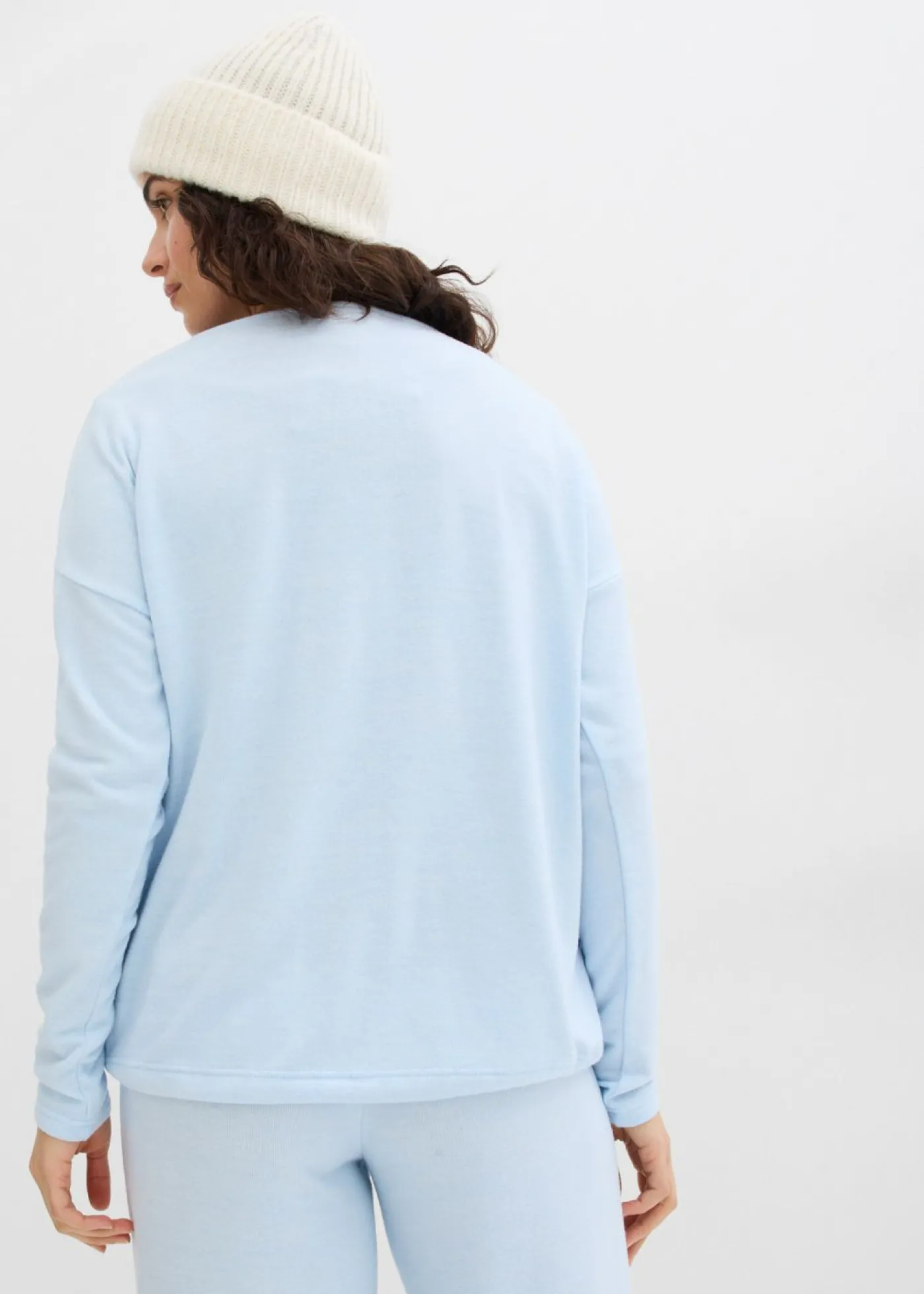 bonprix bonprix Sudadera holgada con aspecto de punto azul pálido moteado Sale