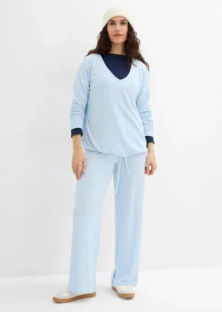 bonprix bonprix Sudadera holgada con aspecto de punto azul pálido moteado Sale