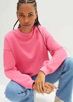 bonprix bonprix Sudadera holgada de algodón puro Rosa Sale