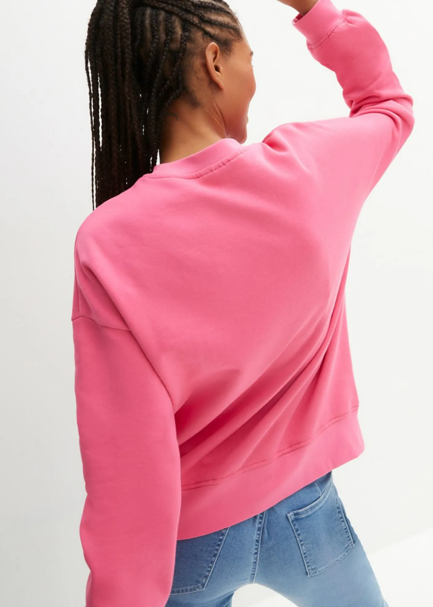 bonprix bonprix Sudadera holgada de algodón puro Rosa Sale