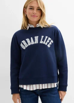 bonprix bonprix Sudadera holgada de algodón puro Azul marino