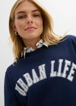 bonprix bonprix Sudadera holgada de algodón puro Azul marino