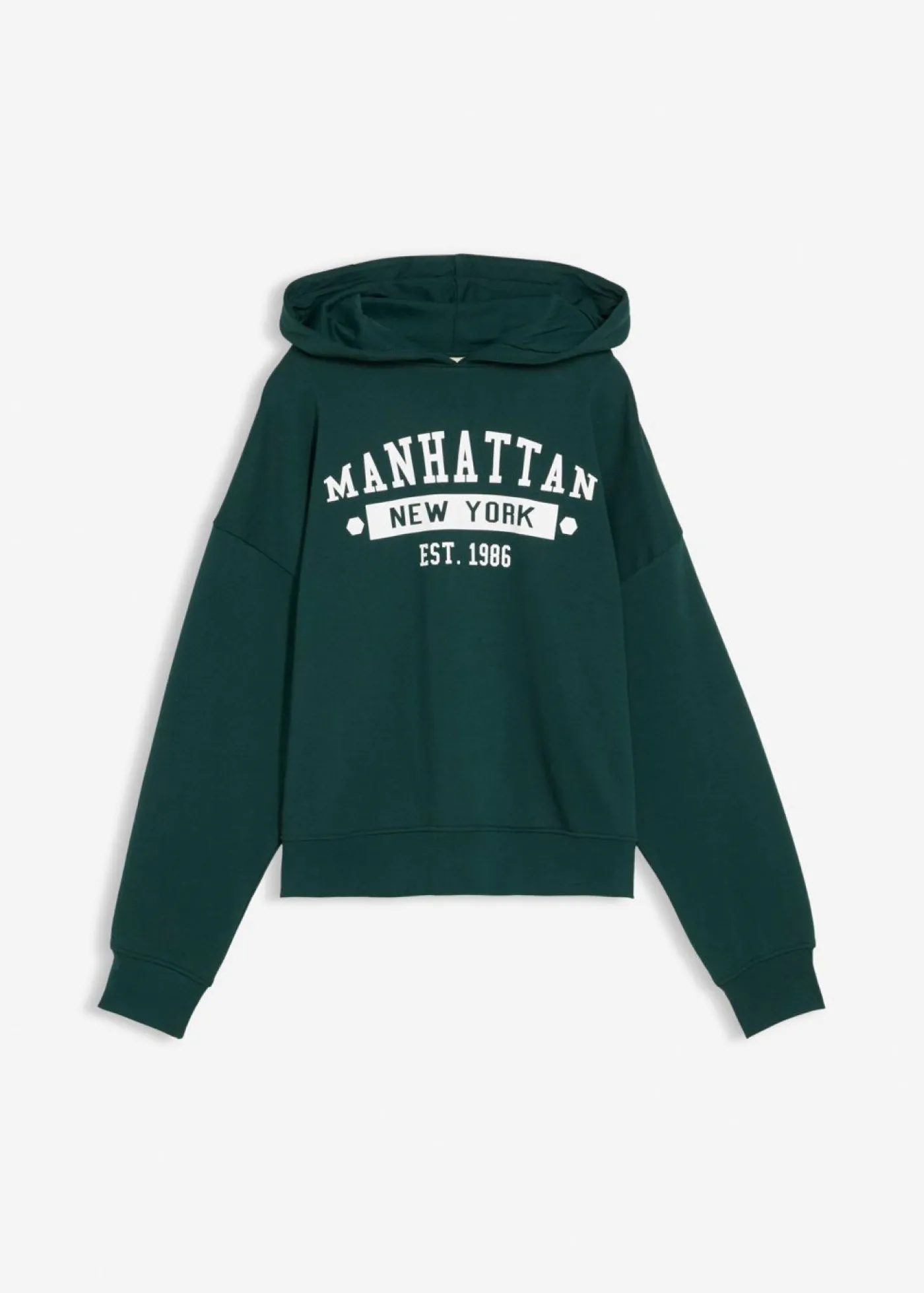 bonprix bonprix Sudadera holgada de algodón puro con capucha Verde intenso Hot