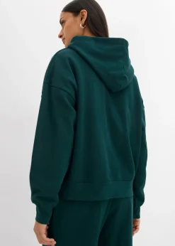 bonprix bonprix Sudadera holgada de algodón puro con capucha Verde intenso Hot