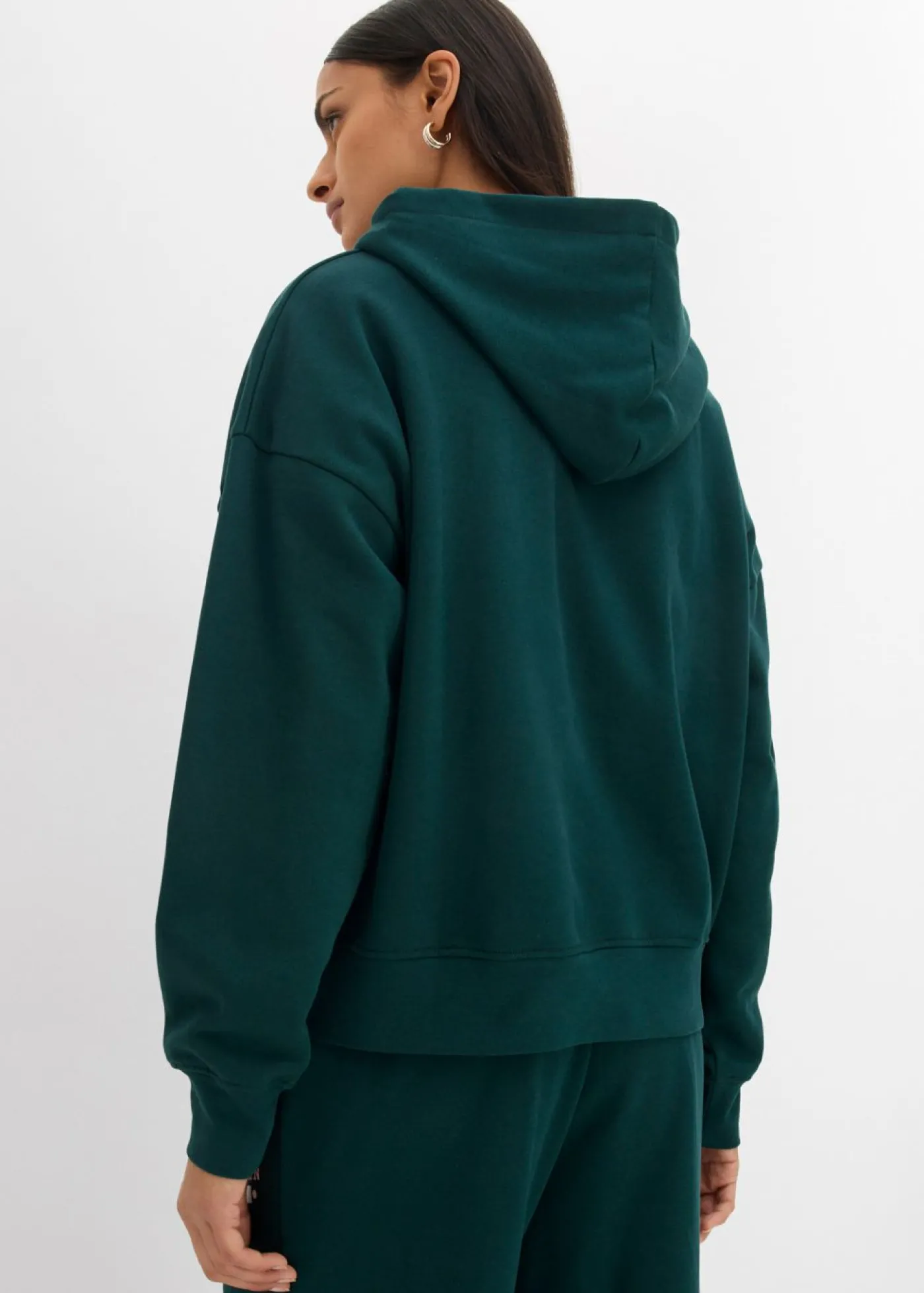 bonprix bonprix Sudadera holgada de algodón puro con capucha Verde intenso Hot