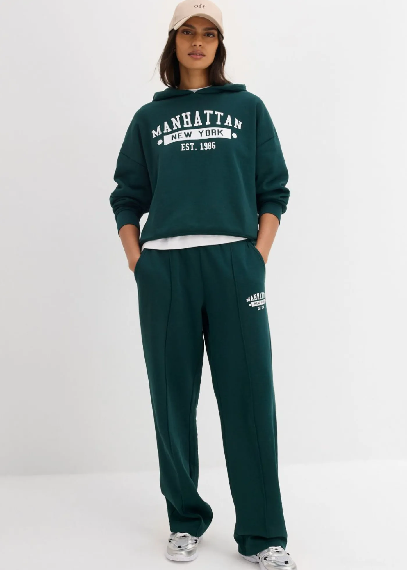 bonprix bonprix Sudadera holgada de algodón puro con capucha Verde intenso Hot