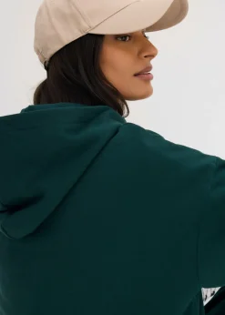 bonprix bonprix Sudadera holgada de algodón puro con capucha Verde intenso Hot