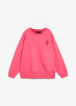 bonprix bonprix Sudadera holgada de algodón orgánico rosa oscuro/rojo cayena Outlet