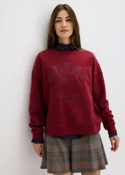 bonprix bonprix Sudadera holgada de algodón puro Rojo