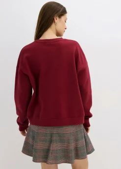 bonprix bonprix Sudadera holgada de algodón puro Rojo
