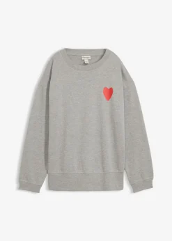 bonprix bonprix Sudadera holgada de algodón orgánico gris claro jaspeado-fresa Best