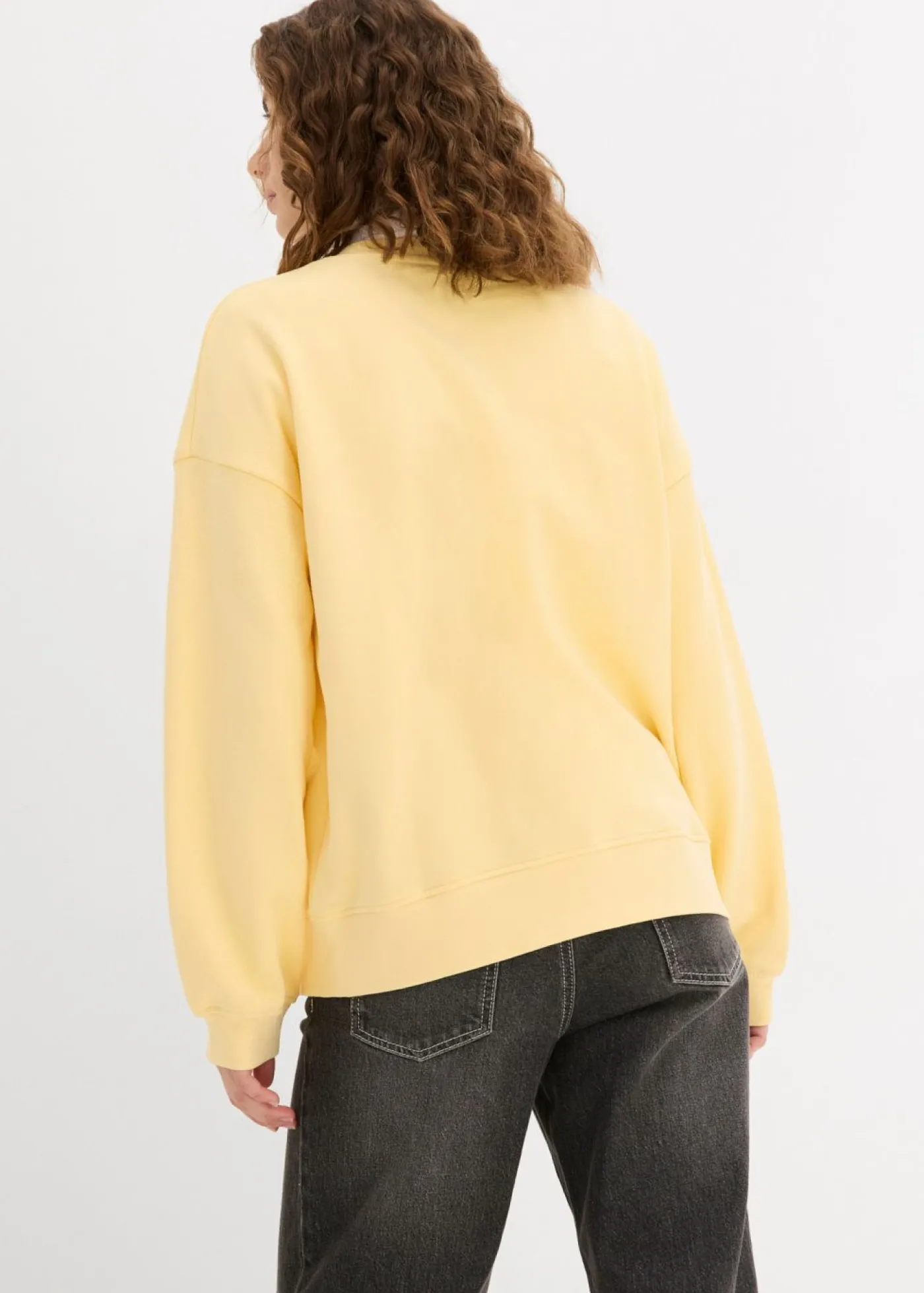bonprix bonprix Sudadera holgada de algodón puro Amarillo crema Clearance