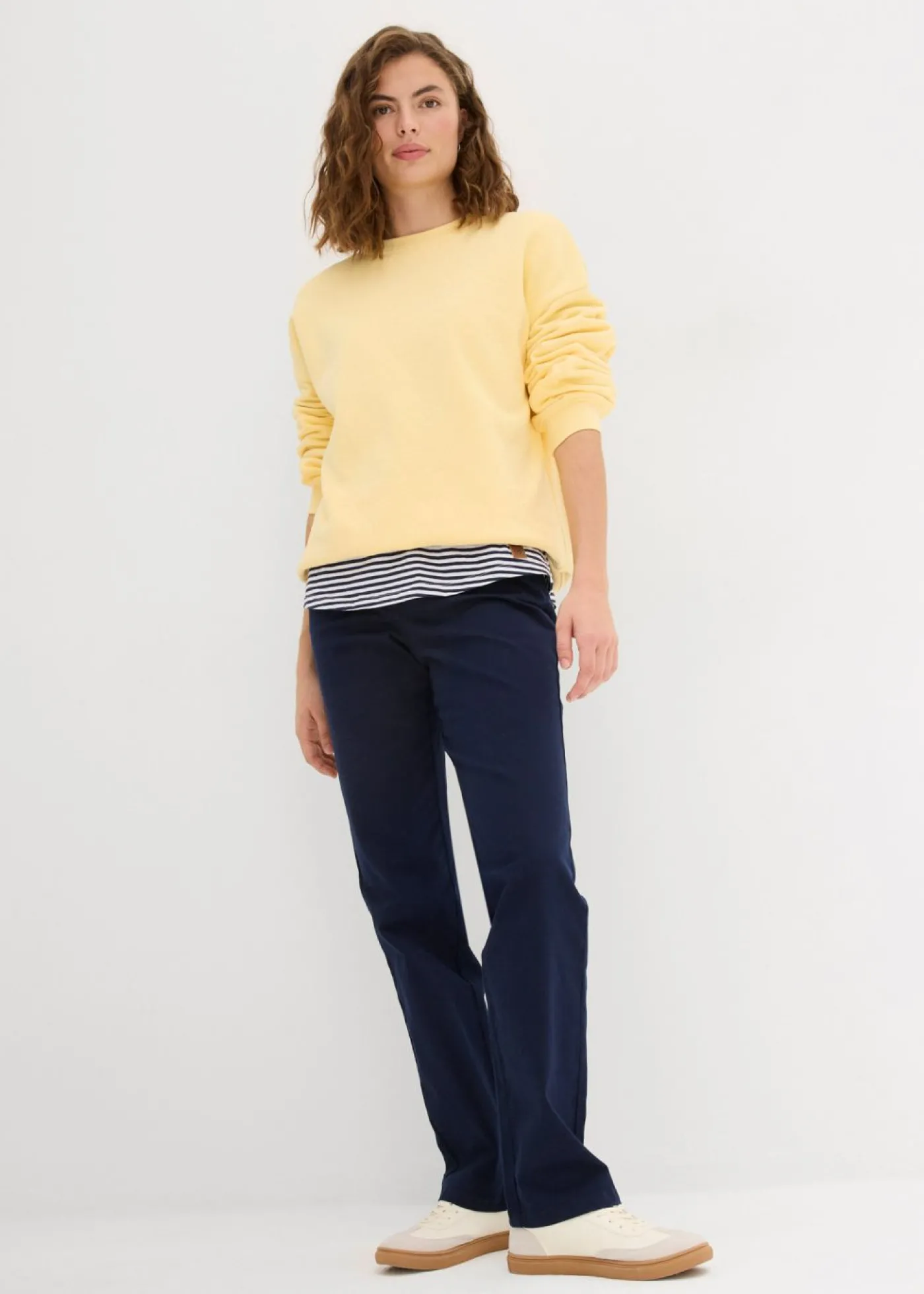 bonprix bonprix Sudadera holgada de algodón puro Amarillo crema Clearance