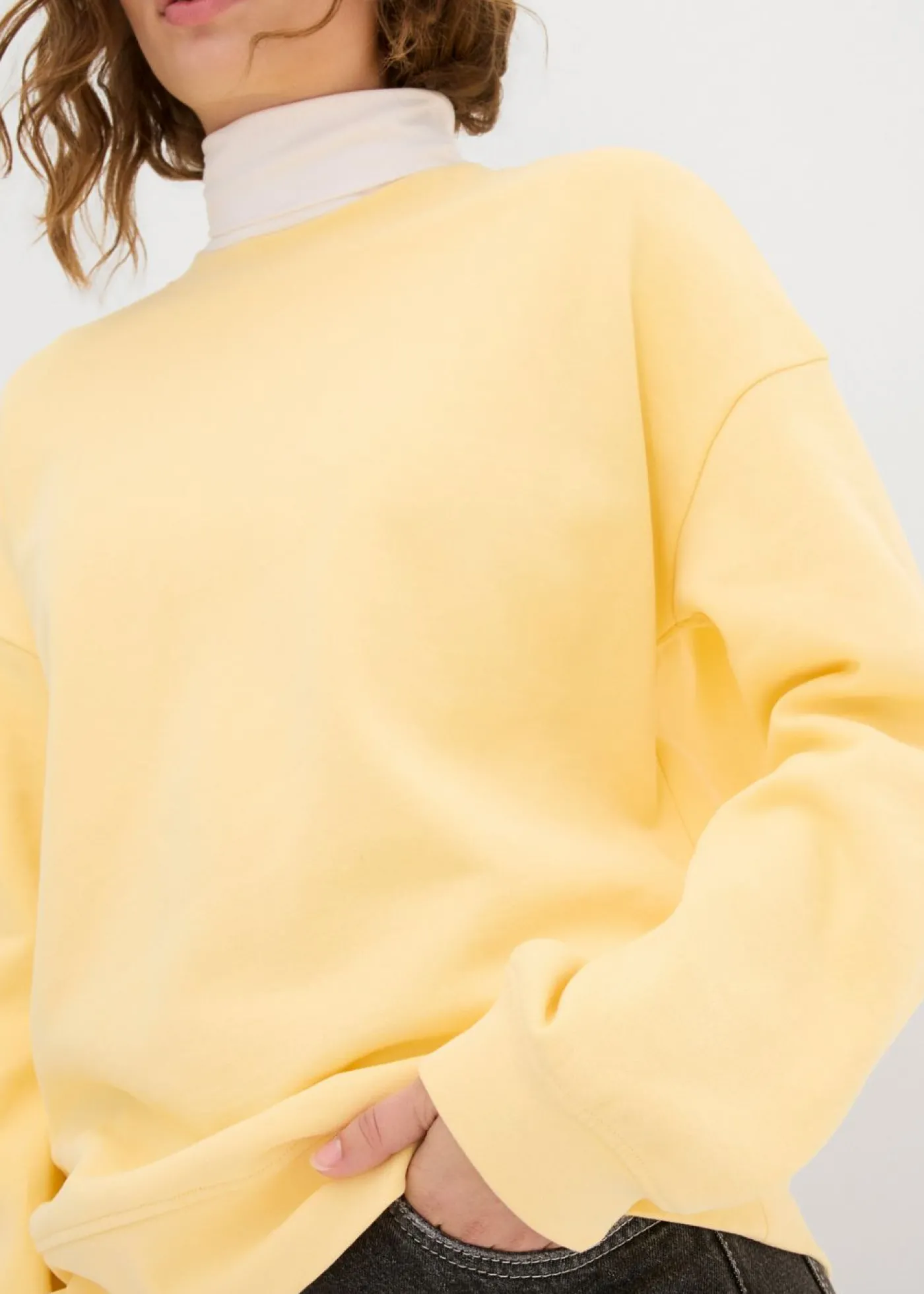 bonprix bonprix Sudadera holgada de algodón puro Amarillo crema Clearance