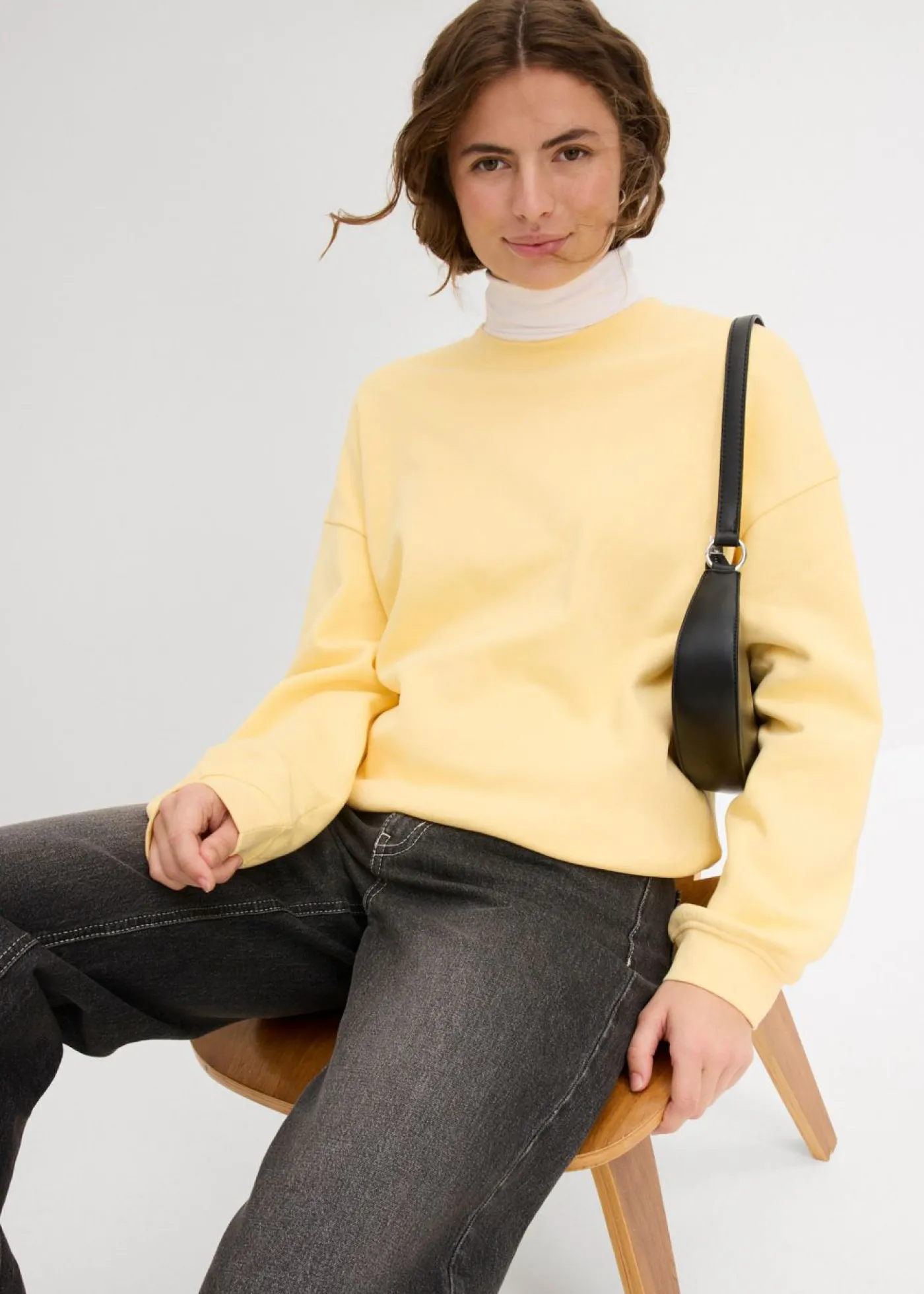 bonprix bonprix Sudadera holgada de algodón puro Amarillo crema Clearance