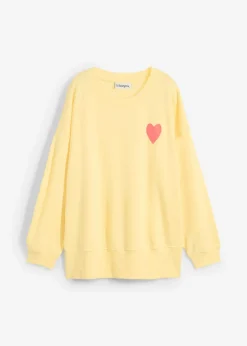bonprix bonprix Sudadera holgada de algodón orgánico amarillo claro/salmón claro New