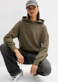 bonprix bonprix Sudadera holgada de algodón orgánico puro Verde oliva oscuro Best