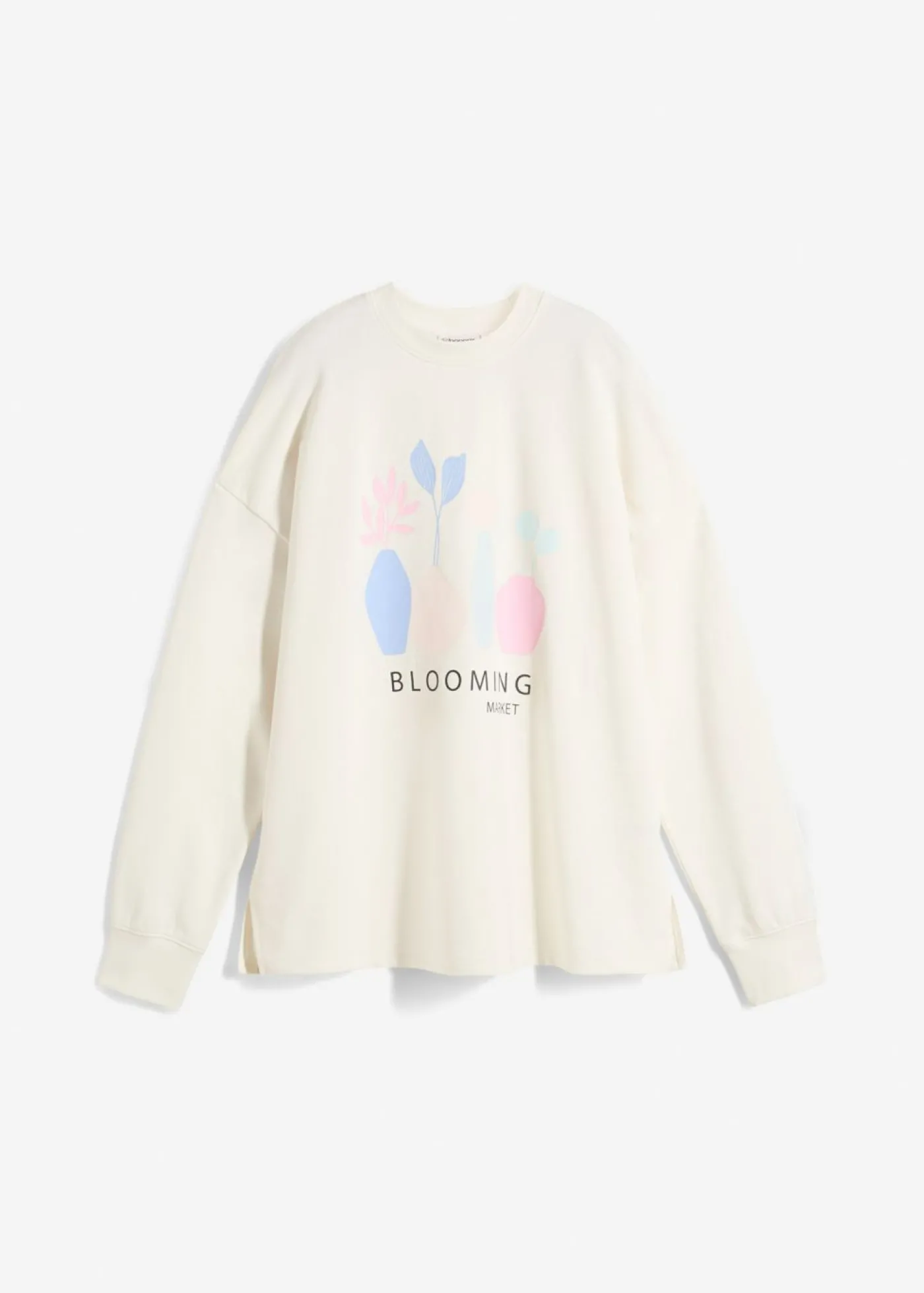 bonprix bonprix Sudadera holgada en mezcla de algodón Blanco lana estampado Outlet