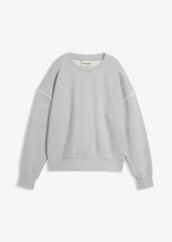 bonprix bonprix Sudadera holgada en mezcla de algodón Gris claro jaspeado Clearance