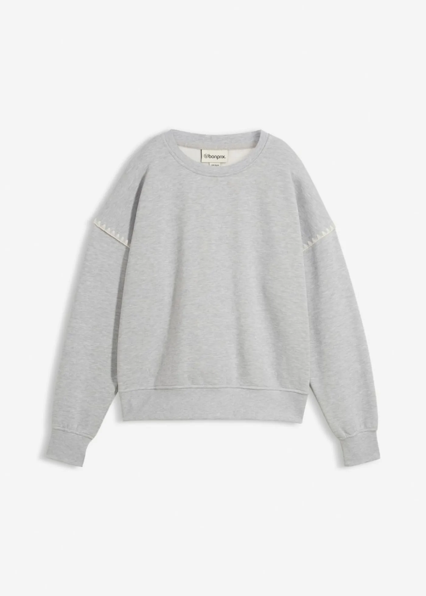 bonprix bonprix Sudadera holgada en mezcla de algodón Gris claro jaspeado Clearance