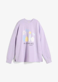 bonprix bonprix Sudadera holgada en mezcla de algodón Lila pastel estampado