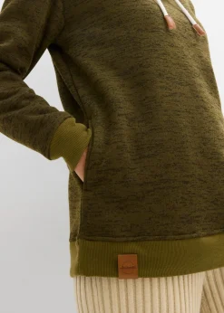 bonprix bonprix Sudadera larga Verde oliva jaspeado Clearance