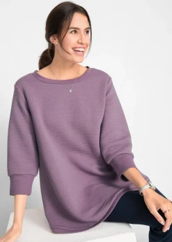 bonprix bonprix Sudadera larga con viscosa Lavanda mate Sale