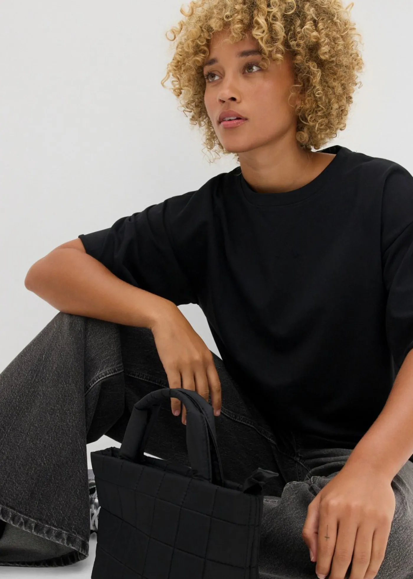 bonprix bonprix Sudadera larga de algodón puro Negro