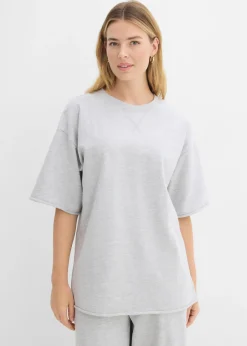 bonprix bonprix Sudadera larga de algodón puro Gris claro jaspeado New