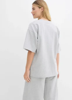 bonprix bonprix Sudadera larga de algodón puro Gris claro jaspeado New