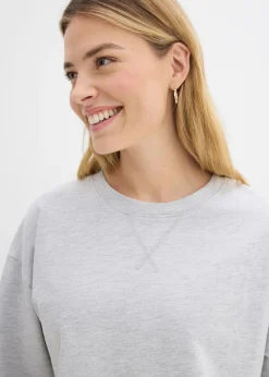 bonprix bonprix Sudadera larga de algodón puro Gris claro jaspeado New