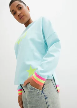 bonprix bonprix Sudadera oversize con puños multicolores de algodón puro menta polar New