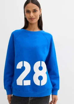bonprix bonprix Sudadera oversize de algodón orgánico Azul ártico-blanco Best