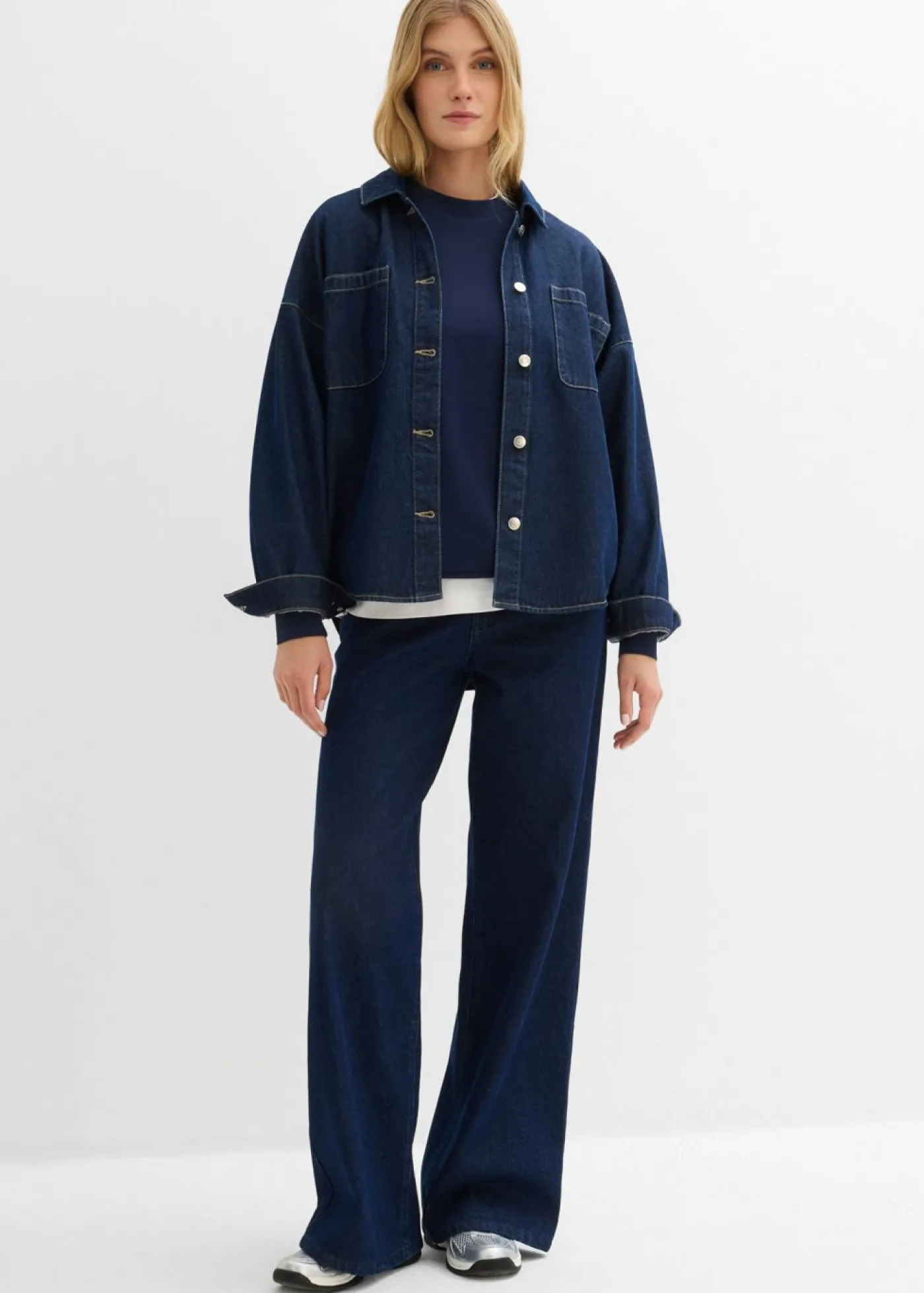 bonprix bonprix Sudadera oversize de algodón orgánico Azul marino Clearance