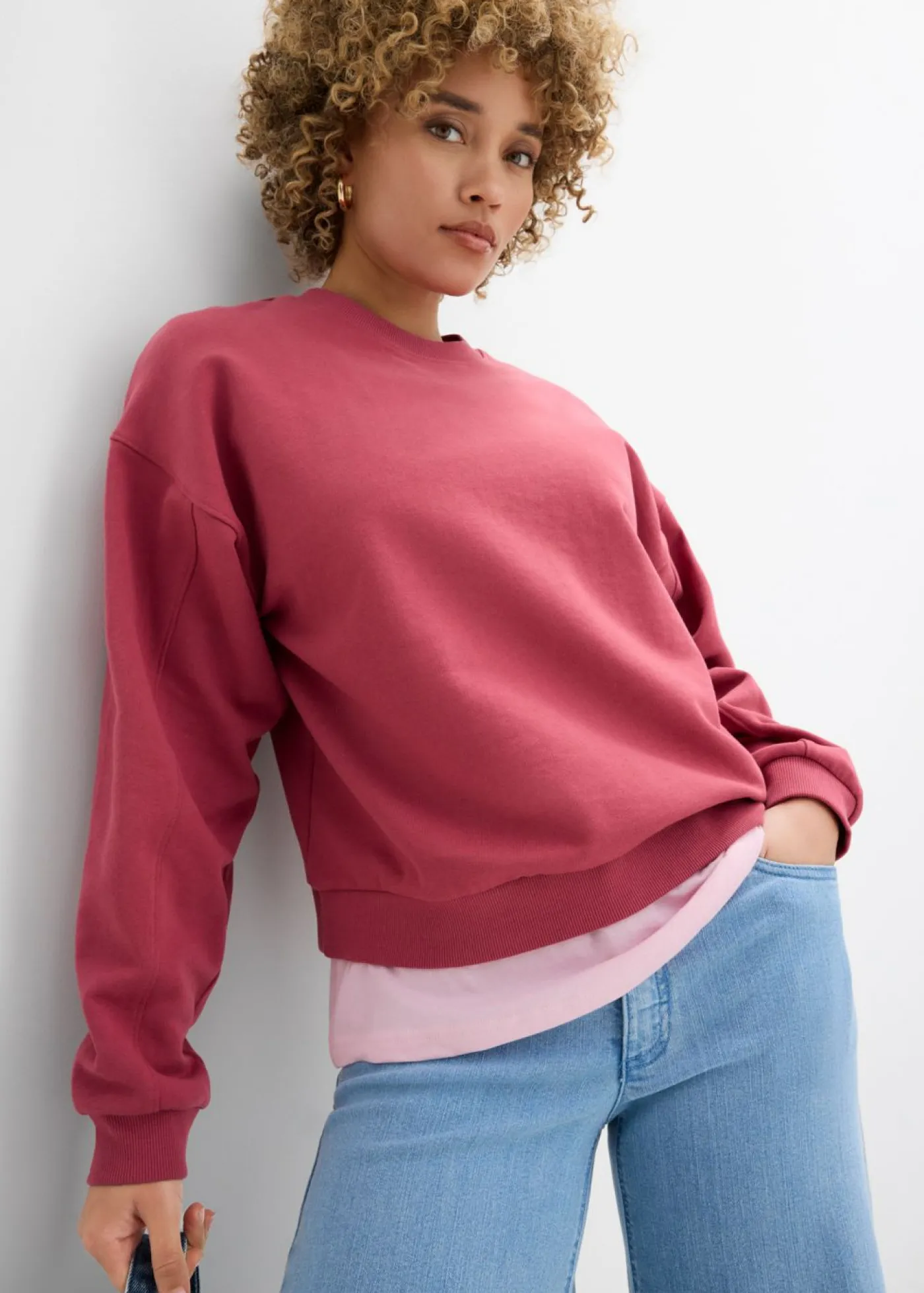 bonprix bonprix Sudadera oversize de algodón orgánico Rojo Clearance