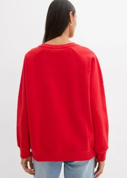 bonprix bonprix Sudadera oversize de algodón orgánico fresa/blanco Hot