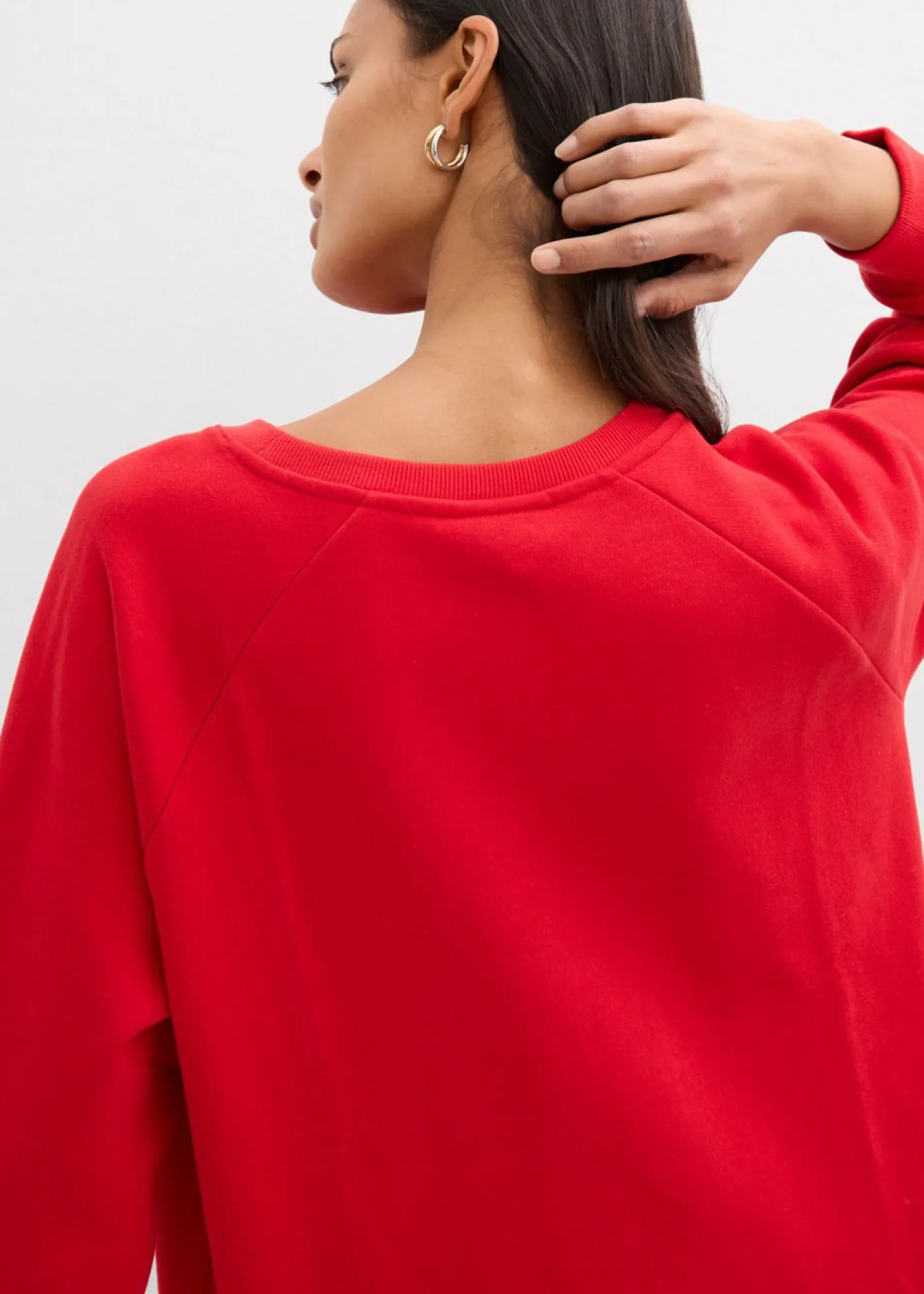bonprix bonprix Sudadera oversize de algodón orgánico fresa/blanco Hot