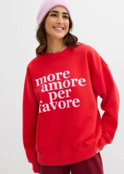 bonprix bonprix Sudadera oversize de mezcla de algodón fresa-rosa cristal