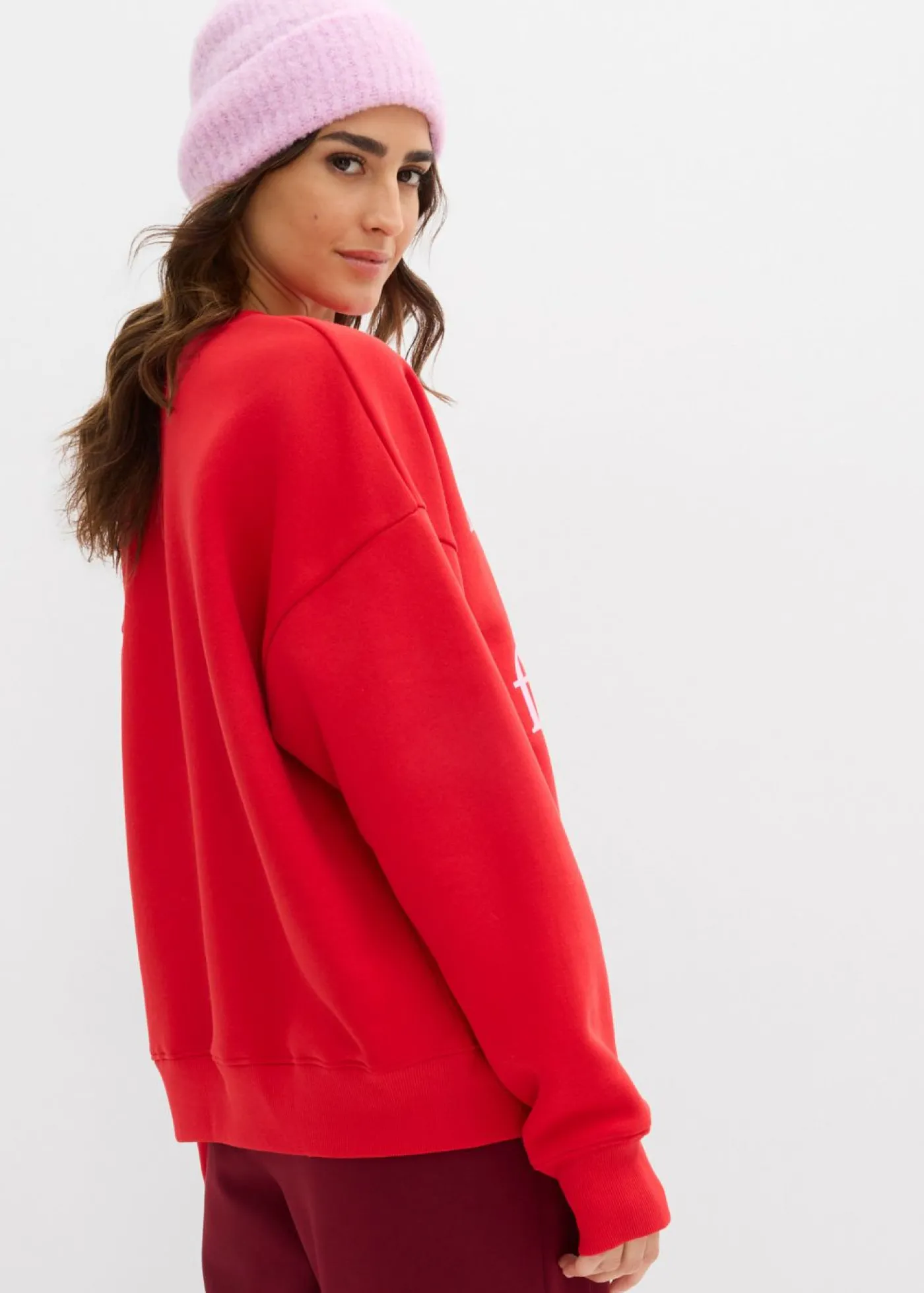 bonprix bonprix Sudadera oversize de mezcla de algodón fresa-rosa cristal