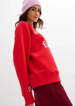 bonprix bonprix Sudadera oversize de mezcla de algodón fresa-rosa cristal