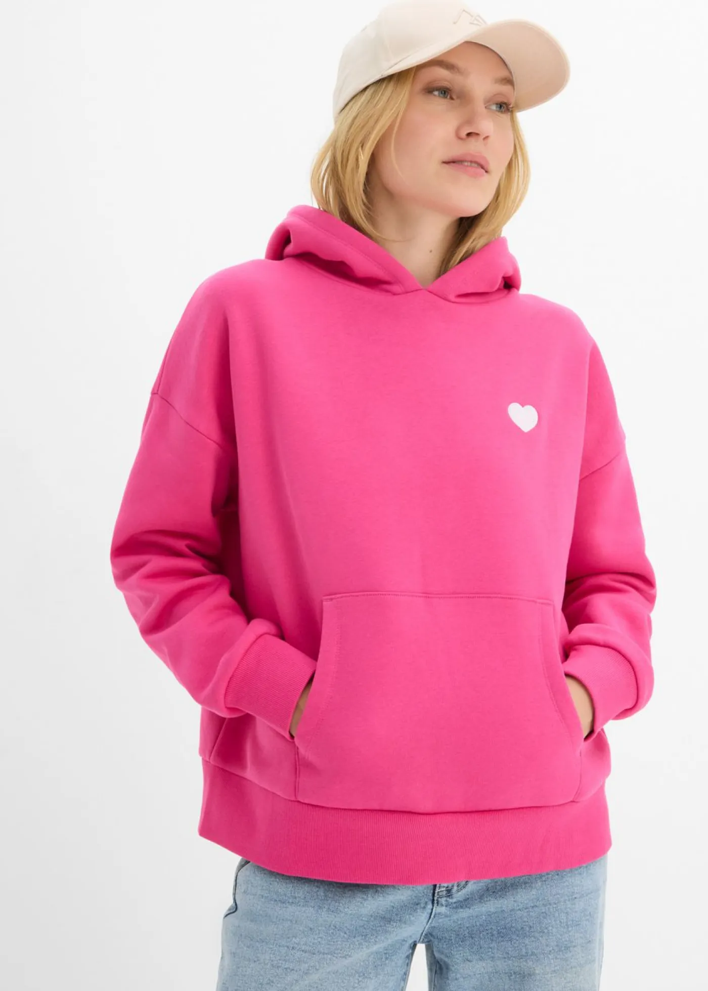 bonprix bonprix Sudadera oversize de mezcla de algodón suave con capucha Pink lady estampado Best