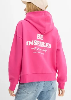 bonprix bonprix Sudadera oversize de mezcla de algodón suave con capucha Pink lady estampado Best