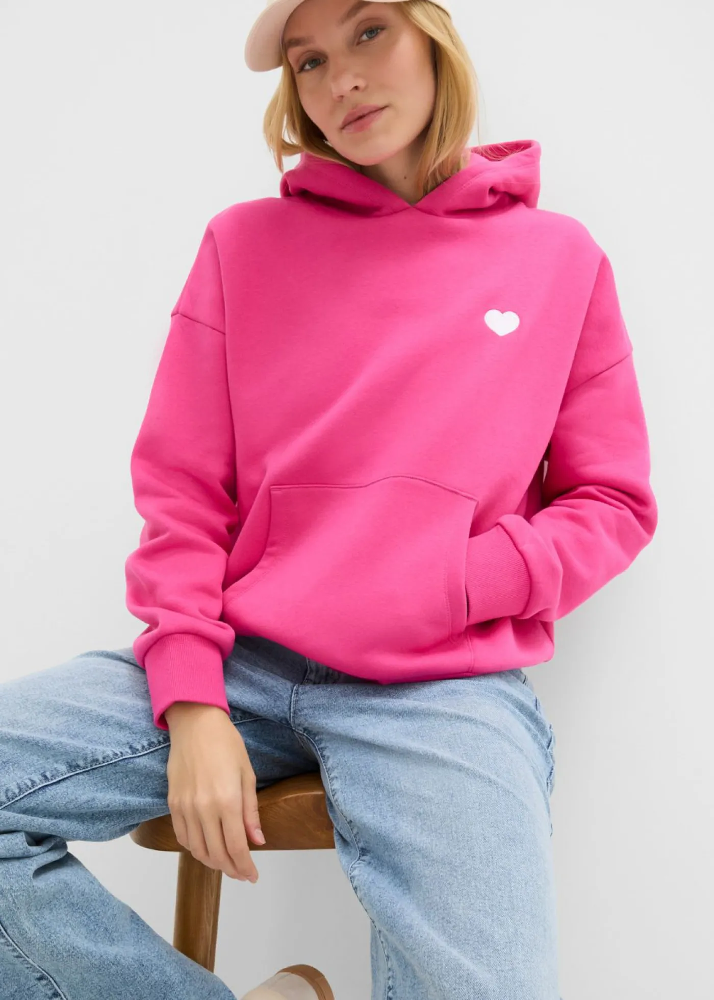 bonprix bonprix Sudadera oversize de mezcla de algodón suave con capucha Pink lady estampado Best
