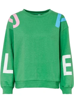 bonprix bonprix Sudadera oversize en suave mezcla de algodón Verde ópalo estampado New