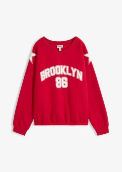bonprix bonprix Sudadera oversize en suave mezcla de algodón Rojo-blanco estampado Online